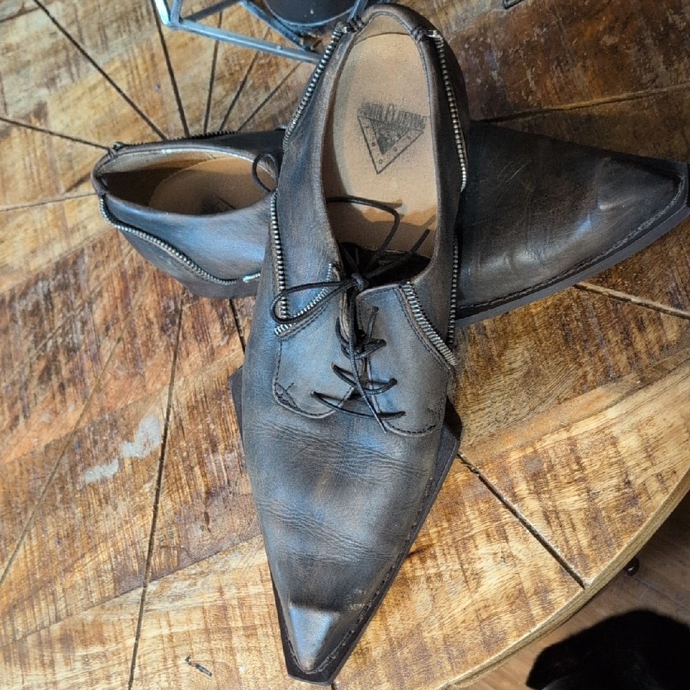 John Fluevog Dark Brown Leather Lace-Up Shoes